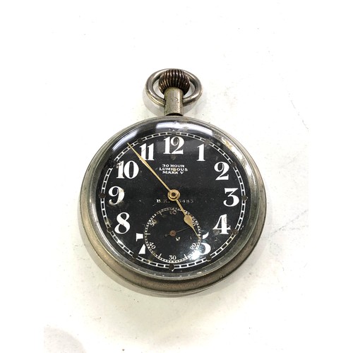 450 - Air ministry marked 30 hour pocket watch  marked A.F 293  non working order