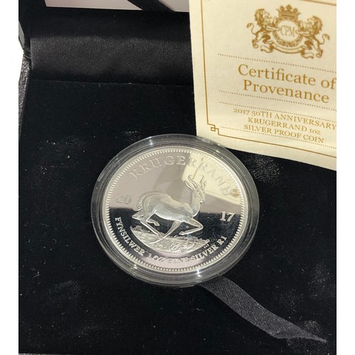 484 - 2019 south african 999 silver krugerrand coin box and c.o.a