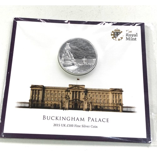 483 - Royal Mint Uk 2015 £100 Fine Silver Coin, Buckingham Palace