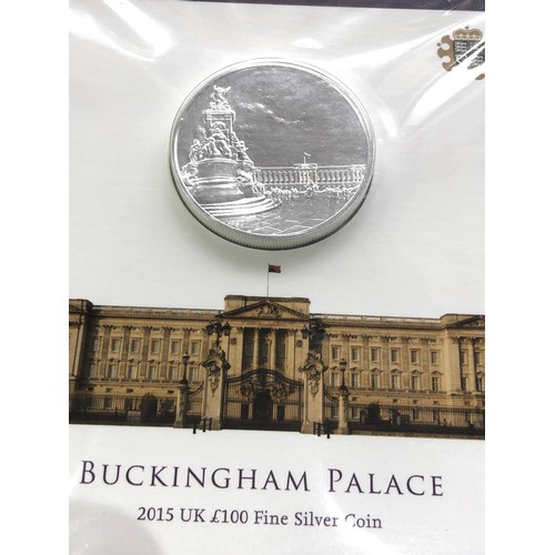 483 - Royal Mint Uk 2015 £100 Fine Silver Coin, Buckingham Palace