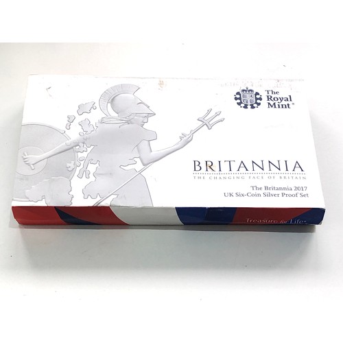 482 - 2017 Fine Silver Proof Britannia 6 Coin Set Box COA Royal Mint