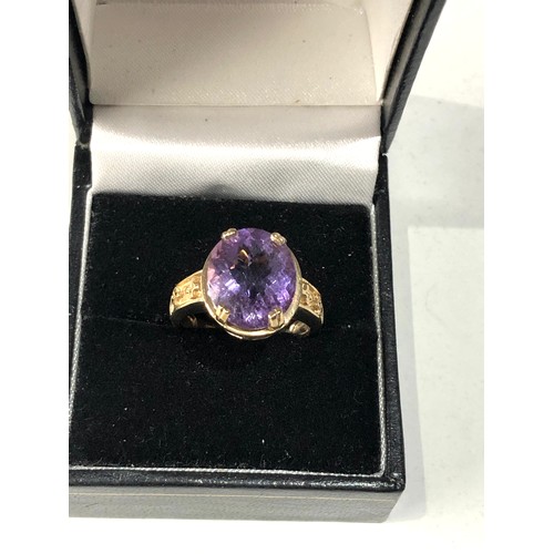 72 - 9ct gold amethyst dress ring weight 5.8g  size N-O