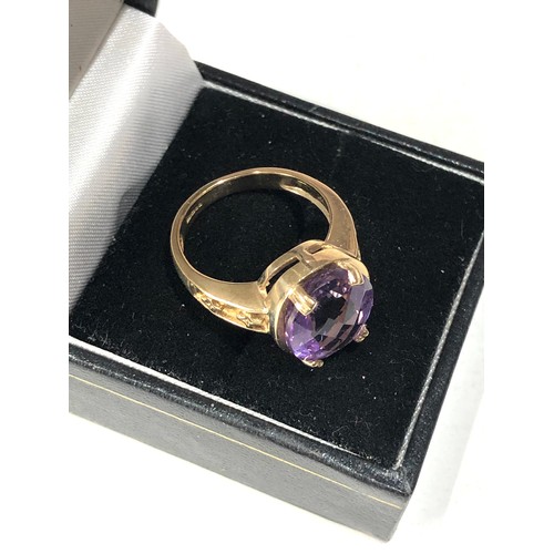 72 - 9ct gold amethyst dress ring weight 5.8g  size N-O