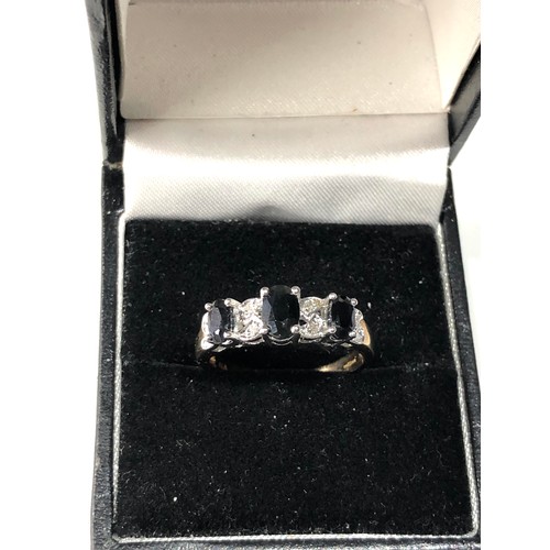 75 - 9ct gold diamond and sapphire ring size o-p  weight 3g