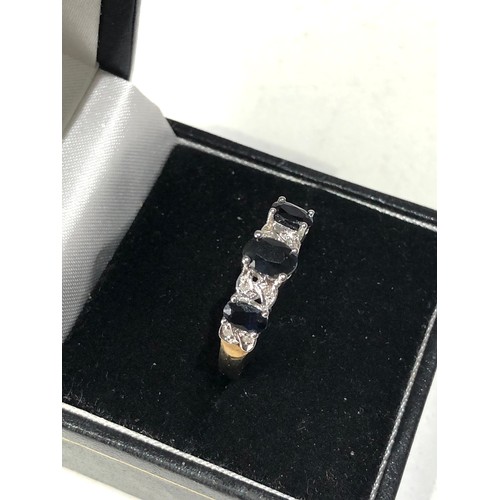 75 - 9ct gold diamond and sapphire ring size o-p  weight 3g