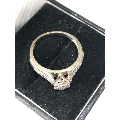 82 - 9ct white gold diamond ring size 0 eight 3g