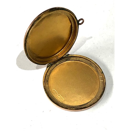 88 - Vintage 9ct gold hallmarked vanity compact  measures aprrox 50mm dia not including loop engraved ini... 