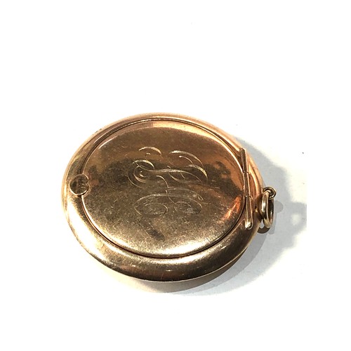 88 - Vintage 9ct gold hallmarked vanity compact  measures aprrox 50mm dia not including loop engraved ini... 