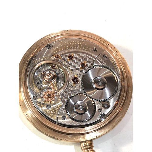 438 - Fine waltham Vanguard railway pocket 24 hour dial watch in gold plated case screw back measures appr... 