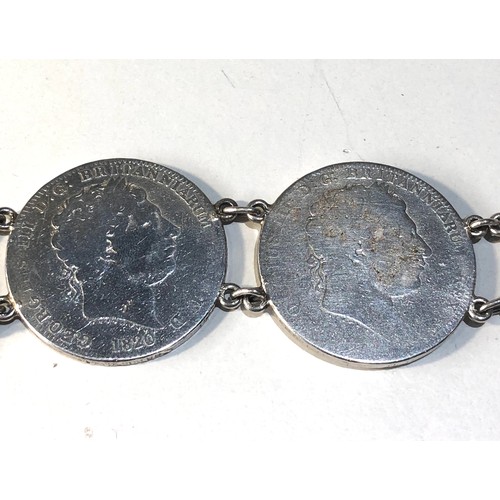 12 - Georgian silver crown bracelet 4 georgian crowns 1821 1820 and 2 others