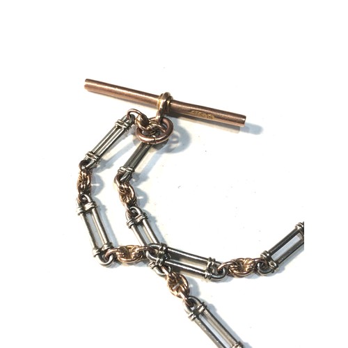 81 - Antique 9ct white and rose gold  double albert watch chain ornate fancy link weight 9g