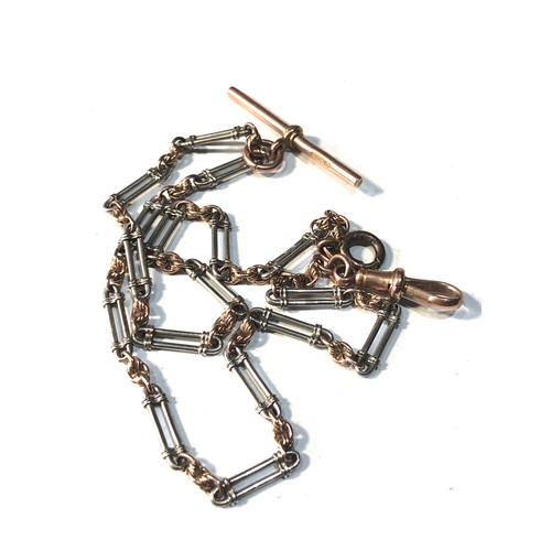 81 - Antique 9ct white and rose gold  double albert watch chain ornate fancy link weight 9g