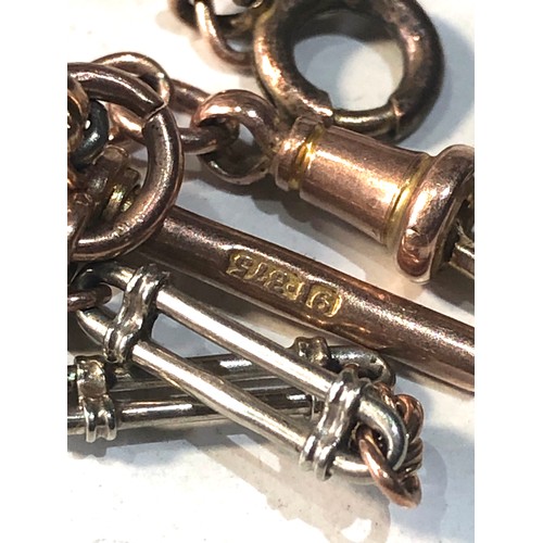 81 - Antique 9ct white and rose gold  double albert watch chain ornate fancy link weight 9g