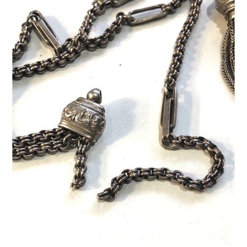 47 - Antique silver Albertina watch chain 1 chain is broken will need repair