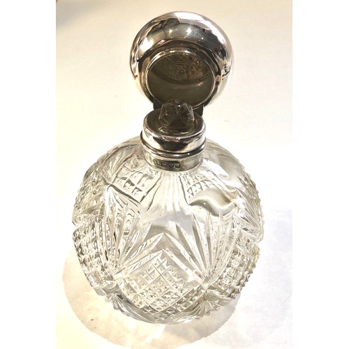 14 - Antique chester silver and cut glass scent bottle complete with stopper measures approx height 12cm ... 