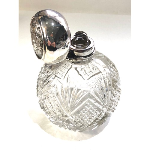 14 - Antique chester silver and cut glass scent bottle complete with stopper measures approx height 12cm ... 