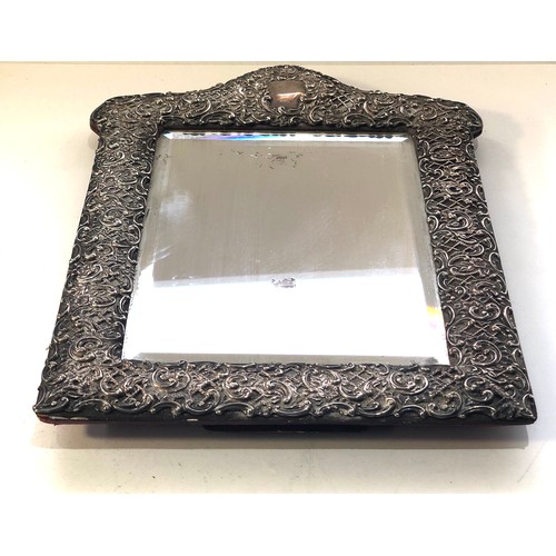 20 - Antique silver dressing table mirror measures approx 32cm by 24cm in uncleaned condition age related... 