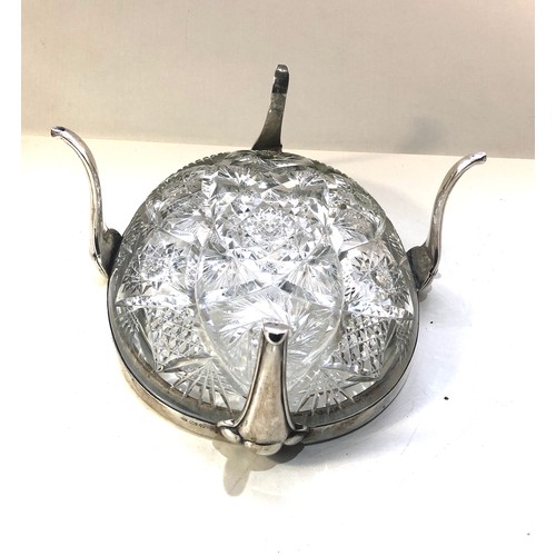 21 - Large continental silver and cut glass dish measures approx 32cm by24cm height 11cm german 800 silve... 