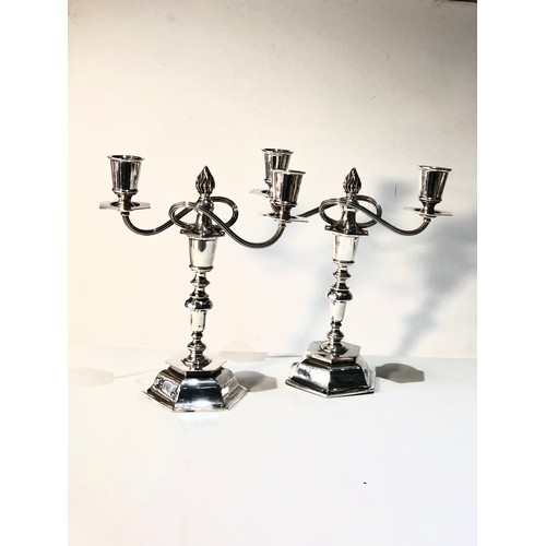 24 - Fine pair of antique silver candelabra  each measures approx 25cm tall military interest presentatio... 