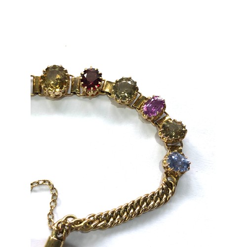 88 - Fine gold and gem set bracelet weight 10.1g Over all good antique condition approx length 16”