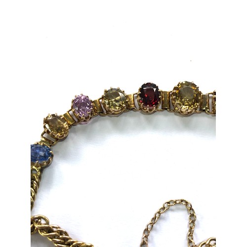 88 - Fine gold and gem set bracelet weight 10.1g Over all good antique condition approx length 16”