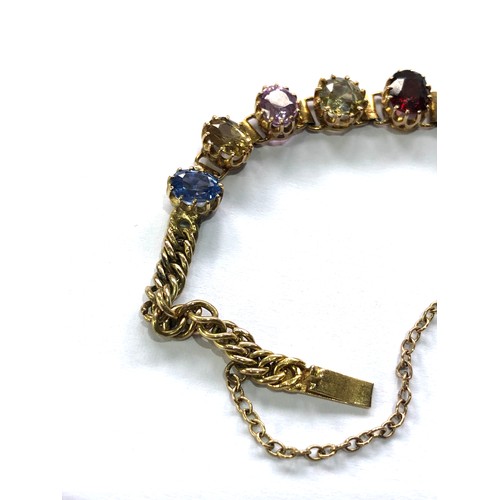 88 - Fine gold and gem set bracelet weight 10.1g Over all good antique condition approx length 16”