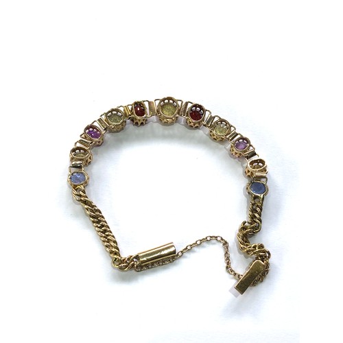 88 - Fine gold and gem set bracelet weight 10.1g Over all good antique condition approx length 16”