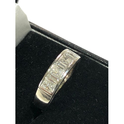 98 - Fine 950 plat diamond ring set with 4 diamonds est 1.40ct weight 7.1g