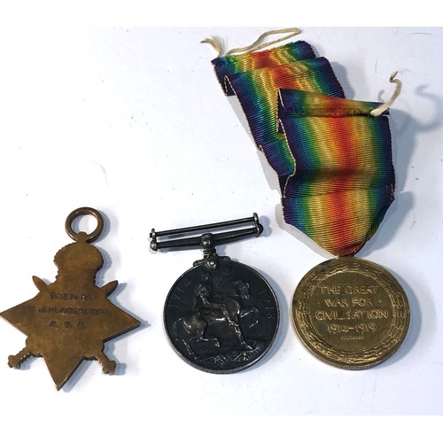 556 - ww1 trio medals to t-37414 driver j.hungerford army service corp