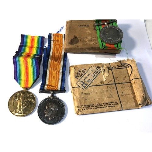 552 - ww1 and ww2 boxed medals ww1 medals to 931086 cpl m.w ramsey ww2 medals named on box to same person