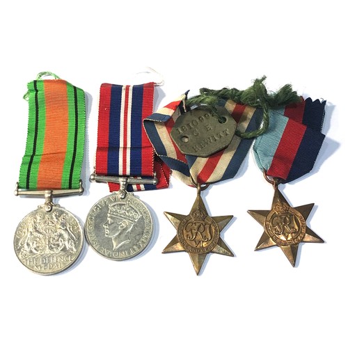 549 - ww2 medals  and ribbons inc I.D Tag to 1810992 hewitt