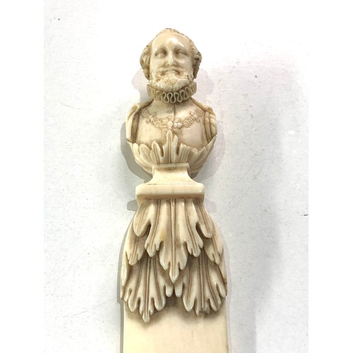 563 - Antique ivory figural top letter opener measures approx 27.5cm long