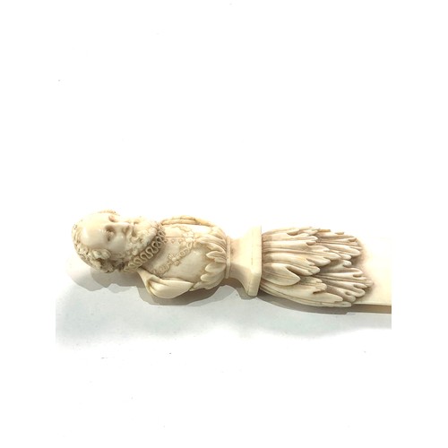 563 - Antique ivory figural top letter opener measures approx 27.5cm long