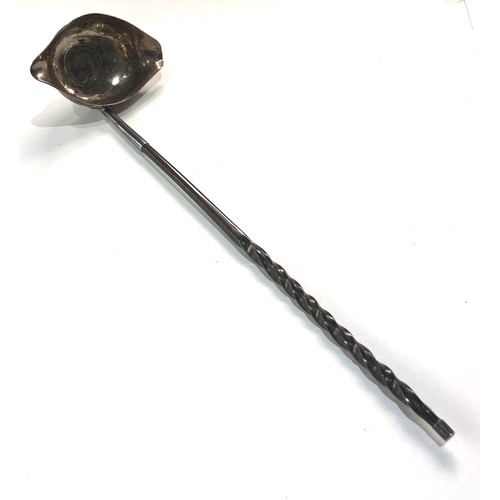 26 - Antique Georgian silver coin set toddy ladle twisted horn handle measures approx 30cm long