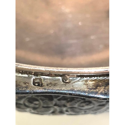 35 - Large Egypt silver lidded pot  floral embossed design measures height approx 11cm  dia approx 17cm w... 