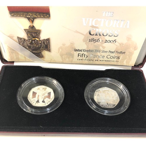 576 - 2006 Silver Proof Piedfort 50p - two coin set, Victoria Cross 150th anniversary