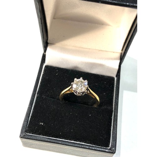 104 - 18ct gold diamond ring est 1.0 ct diamond measures approx 6.5mm dia edge chip to diamond internal fl... 