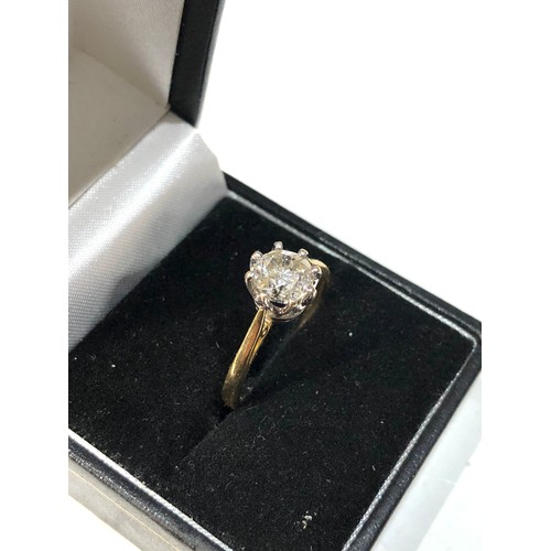 104 - 18ct gold diamond ring est 1.0 ct diamond measures approx 6.5mm dia edge chip to diamond internal fl... 