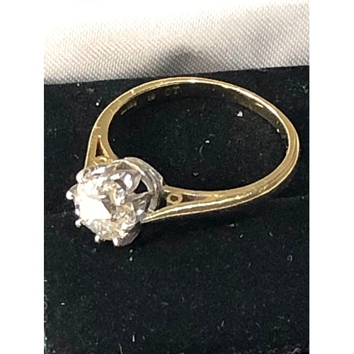 104 - 18ct gold diamond ring est 1.0 ct diamond measures approx 6.5mm dia edge chip to diamond internal fl... 