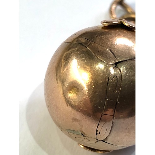 119 - large antique gold masonic ball pendant with small part of gold chain ball measures 2.2m by 2.4cm dr... 