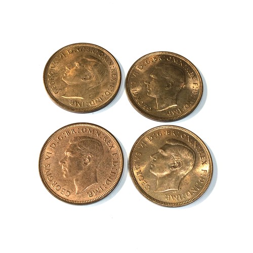 584 - 4 unc grade full lustre pennies includes 3 x 1938 and 1948