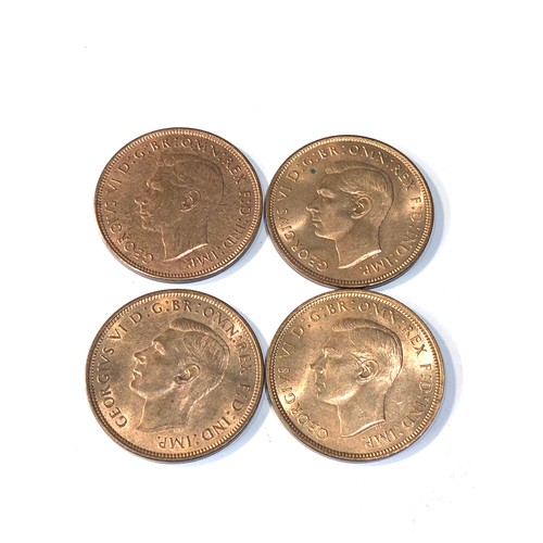 585 - 4 unc grade full lustre pennies includes 3 x 1938 and 1948