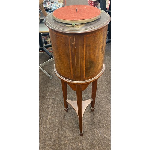 557 - Antique inlaid round  Gramophone  approx 14