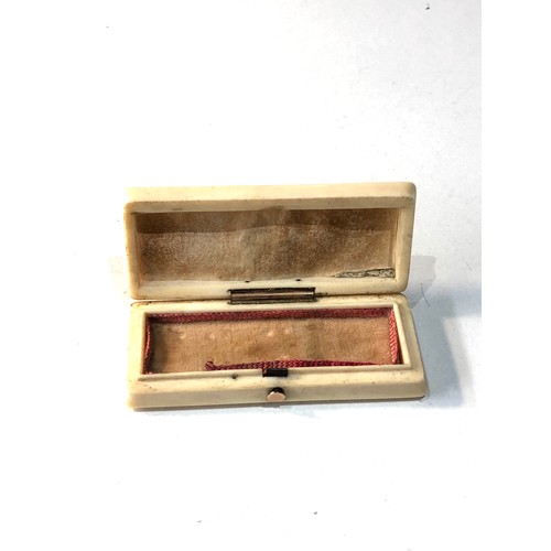 559 - Antique Georgian ivory and gold mounted needle case / box fitted interior case measures approx 6.2cm... 