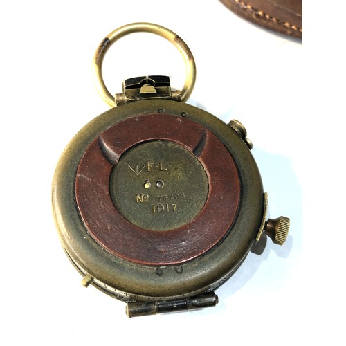 532 - ww1 1917 british officers compass and leather case both compass an case dated 1917 case named Lt hal... 