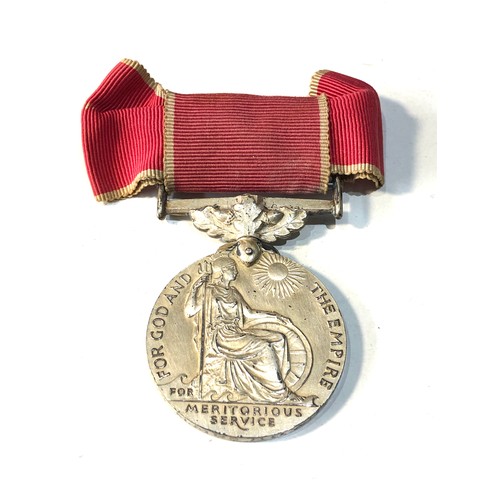 536 - Ladies British empire medal on ribbon + pin named to ivy m.mrs bowden