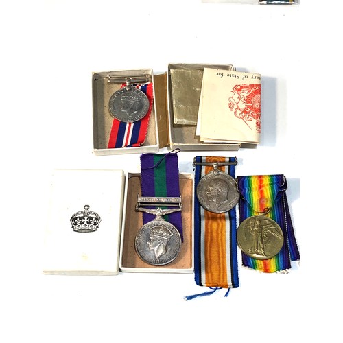 539 - ww1 and ww2 family medals includes ww1pair to 257085 sapper g.f.fitzpatrick r.e boxed ww2 medals  r.... 