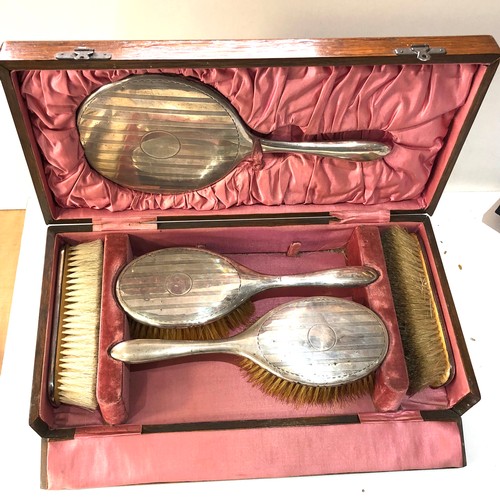 40 - Boxed antique silver brush set