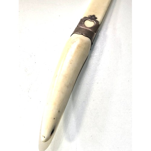 55 - Antique silver mounted walrus tusk letter opener measures approx 19ins long london silver hallmarks ... 