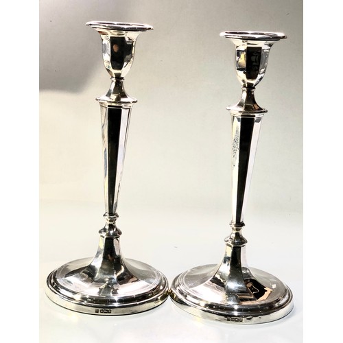 56 - Large pair Antique silver candlesticks measures approx height 12ins base measures approx 5.6ins dia ... 